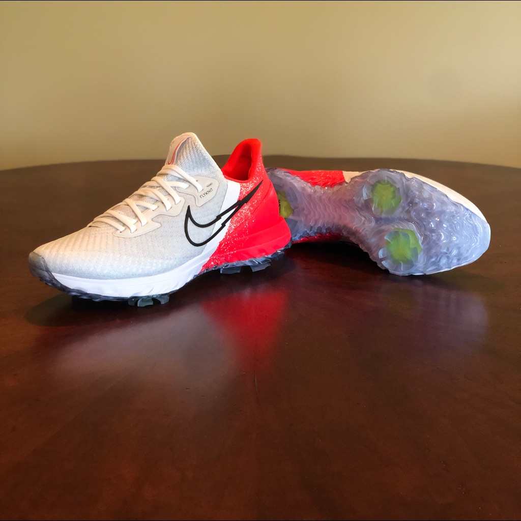 Nike White Black Red Golf Spiked Athletic Shoes